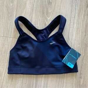 New Brooks Rebound Racer High Impact Running Sports Bra Navy Blue 34C